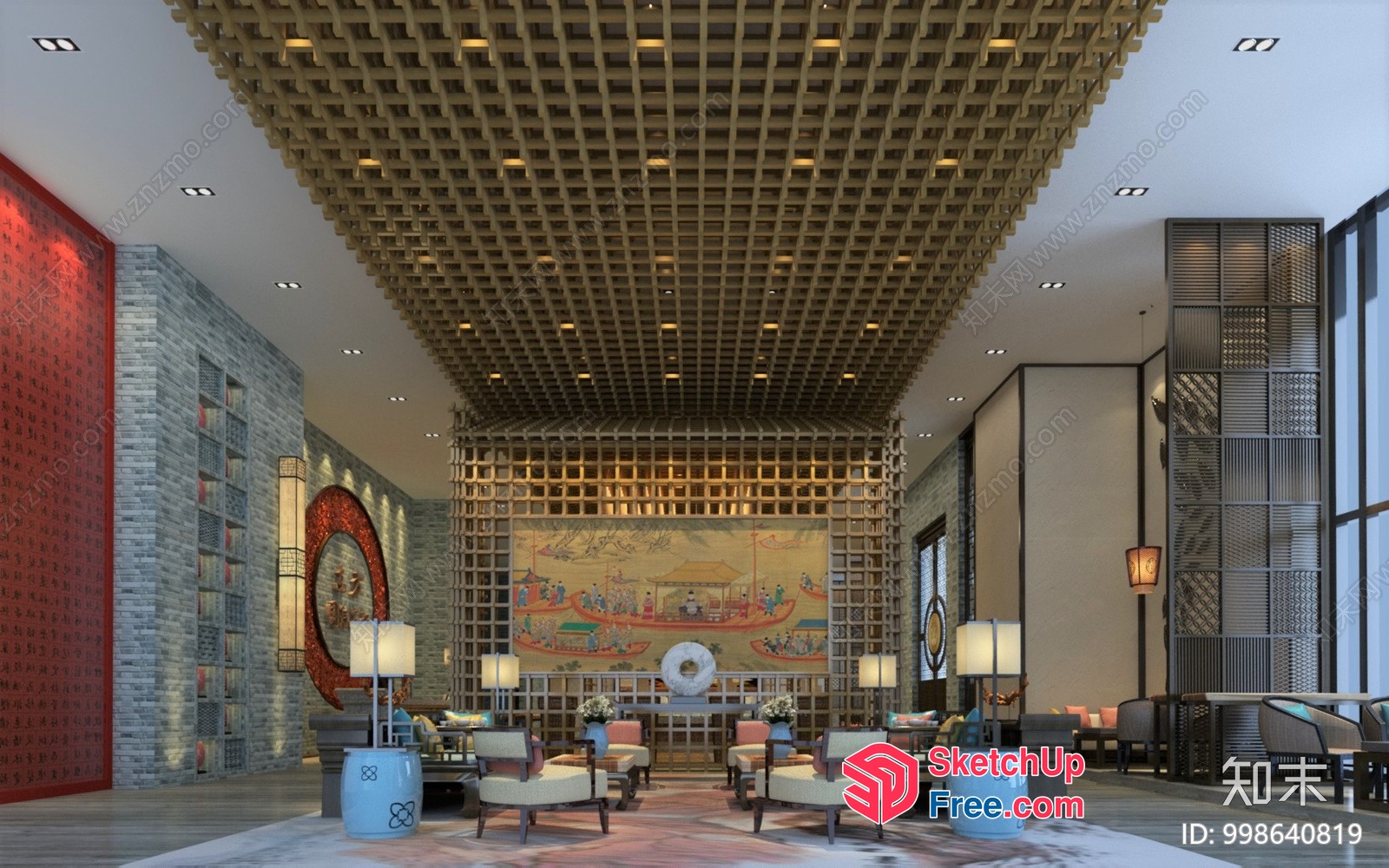Traditional Chinese Interior Design With Elegant Decor 3D SketchUp File