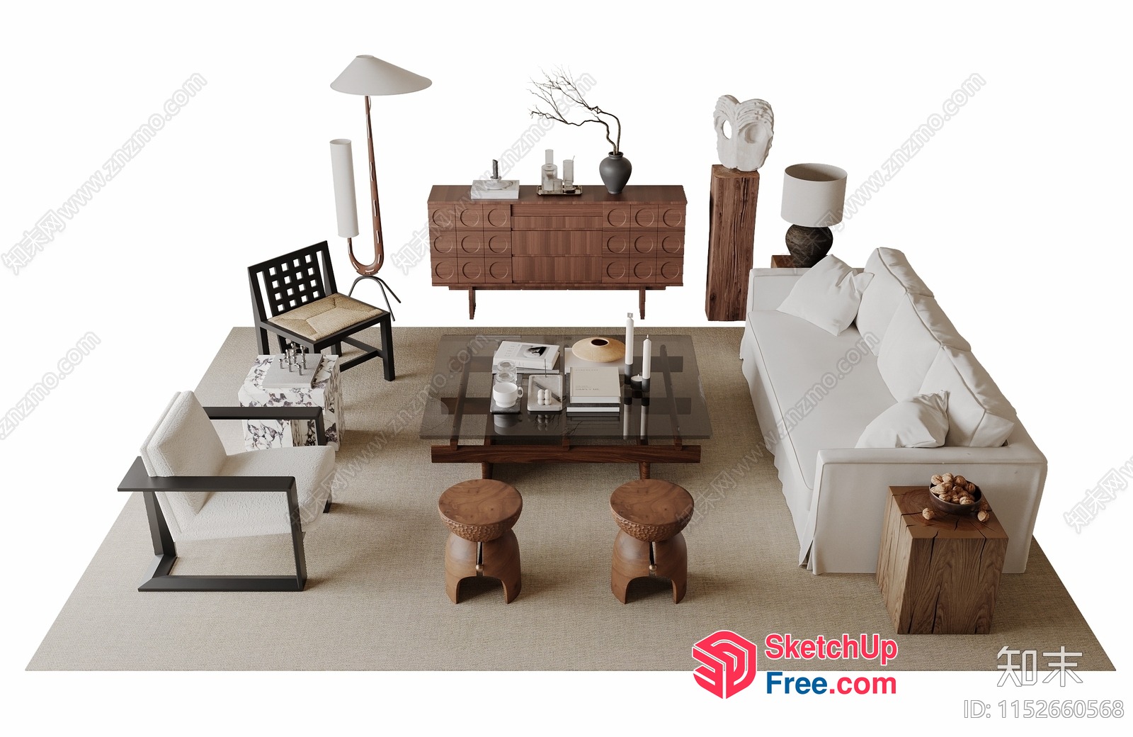 Modern Minimalist Living Room Decor 3D SketchUp File
