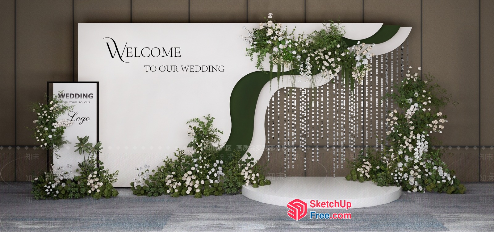 Elegant Wedding Welcome Sign 3D SketchUp File