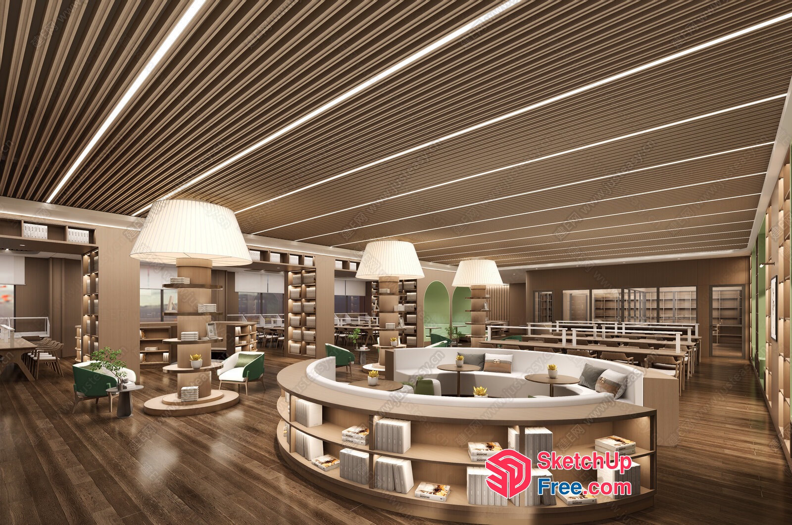 Luxurious Modern Library Interior Design 3D SketchUp File