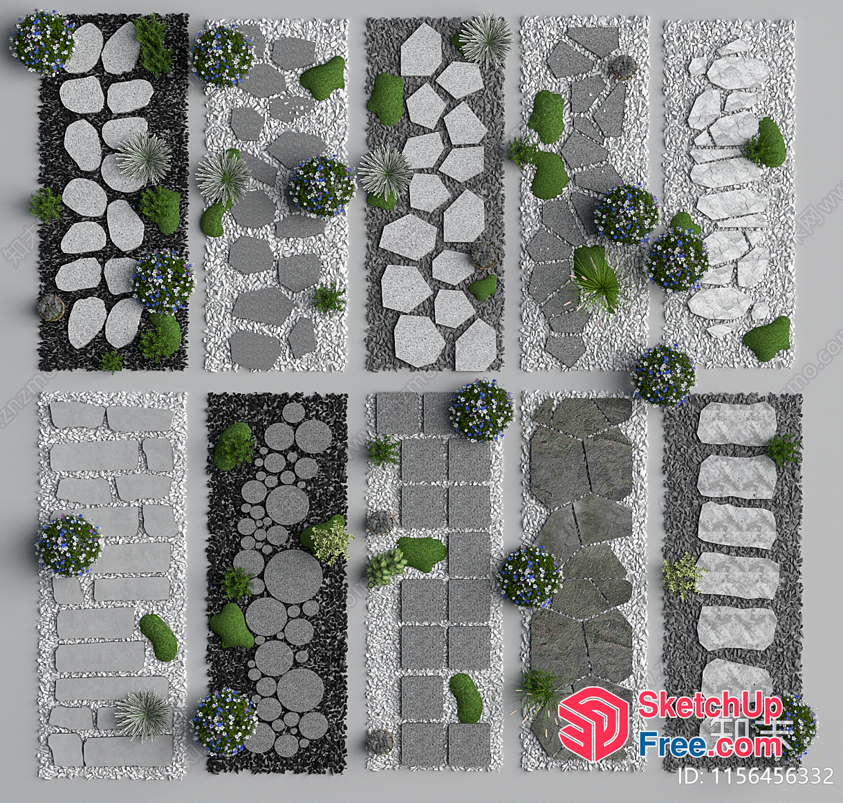 Japanese-Inspired Stone And Plant Garden Design 3D SketchUp File