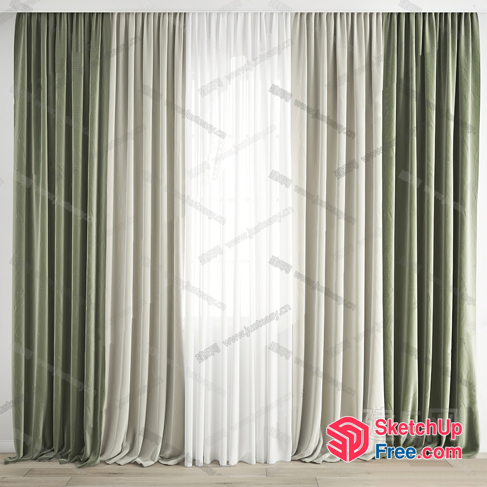 Elegant Curtain Arrangement For Luxurious Interior 3D SketchUp File