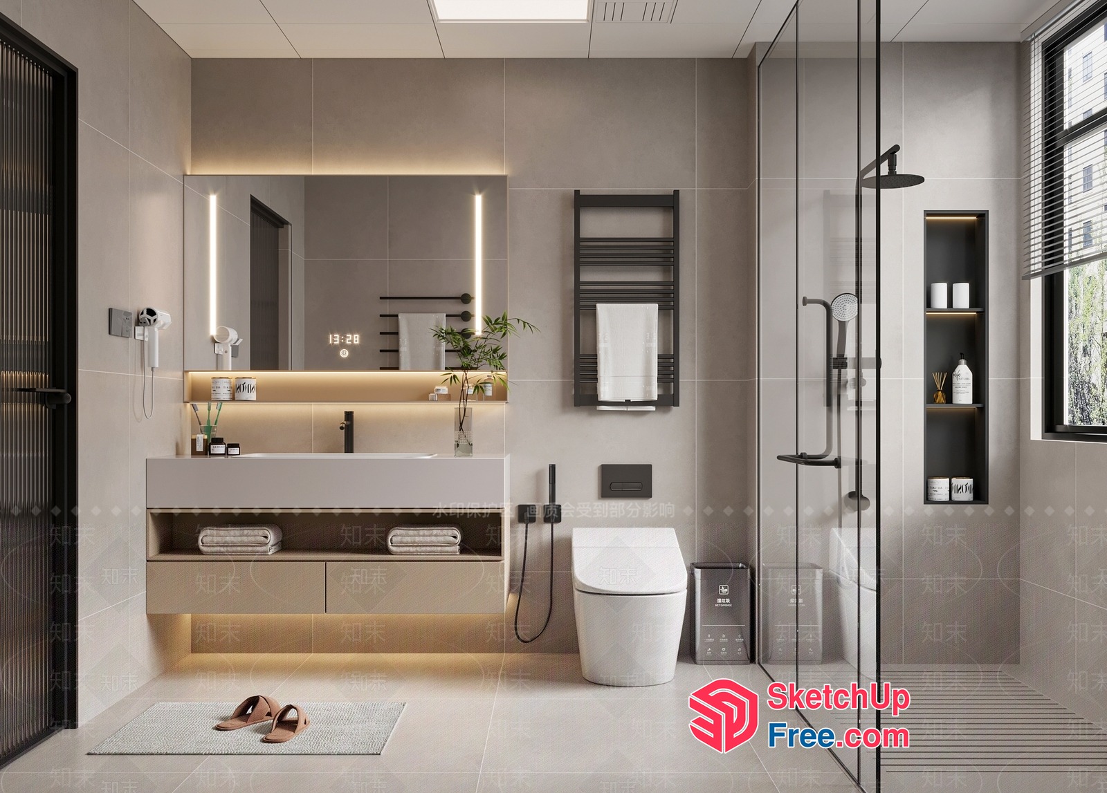 Modern Bathroom Interior With Sleek Fixtures 3D SketchUp File