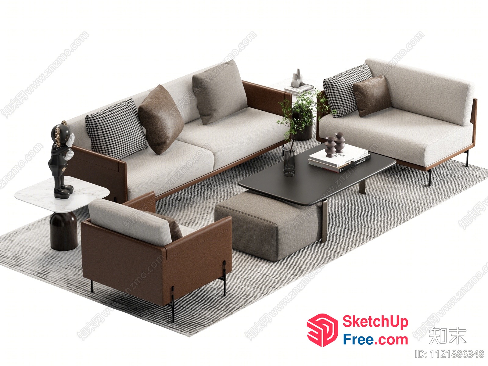 Modern Minimalist Living Room Furniture Set With Neutral Colors 3D SketchUp File