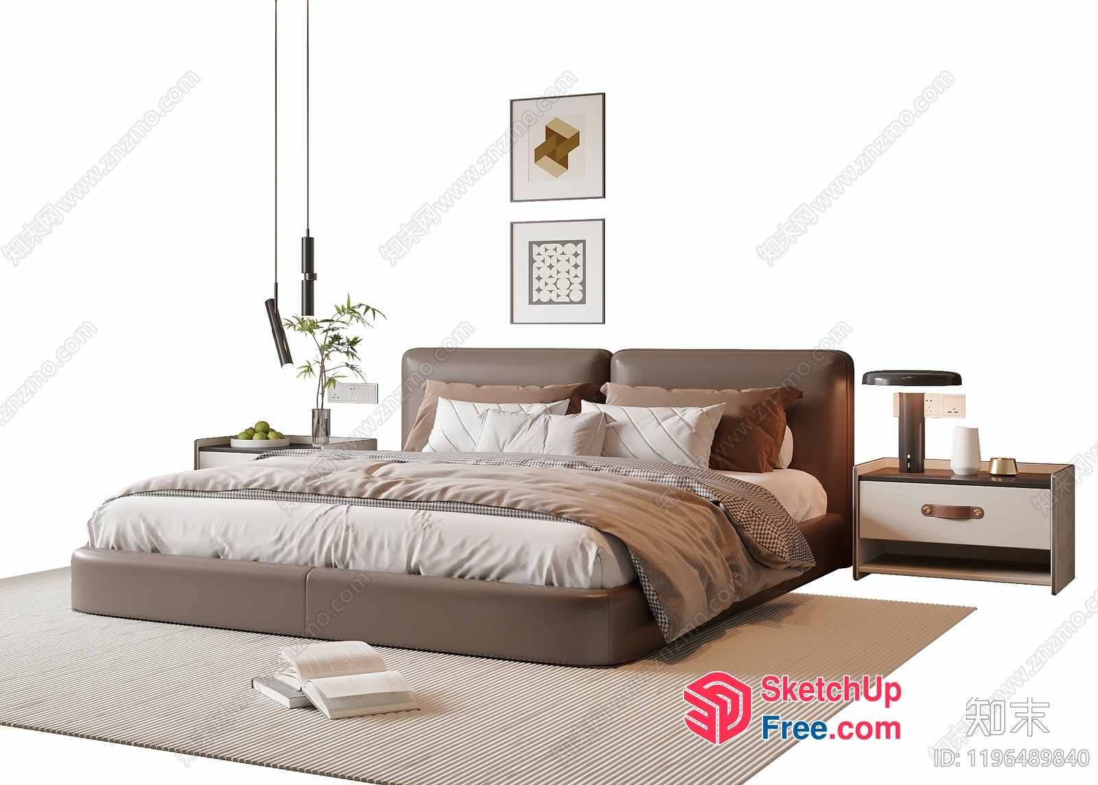 Modern Minimalist Bedroom Interior With Neutral Color Scheme 3D SketchUp File