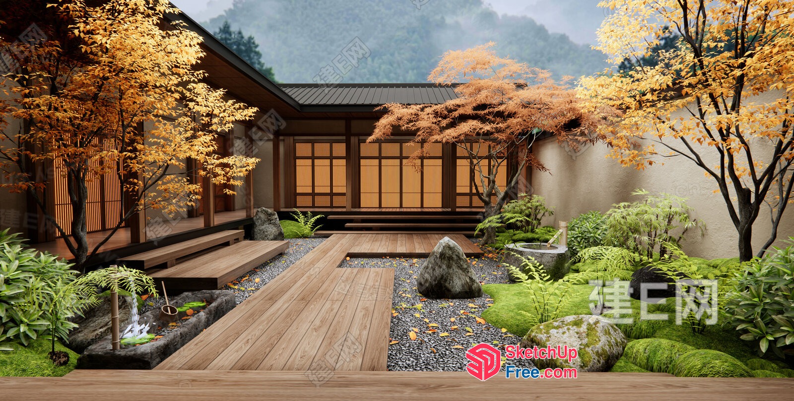 Serene Japanese-Inspired Oasis 3D SketchUp File