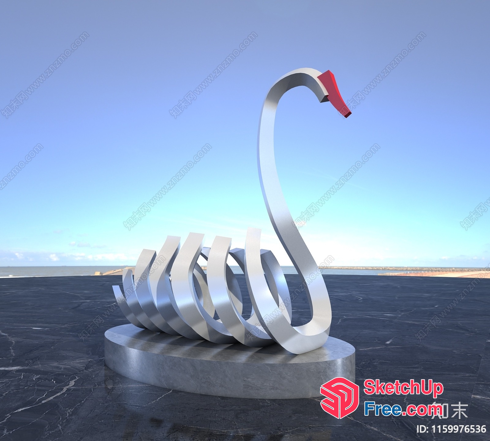 Metal Sculpture Of A Swan 3D SketchUp File