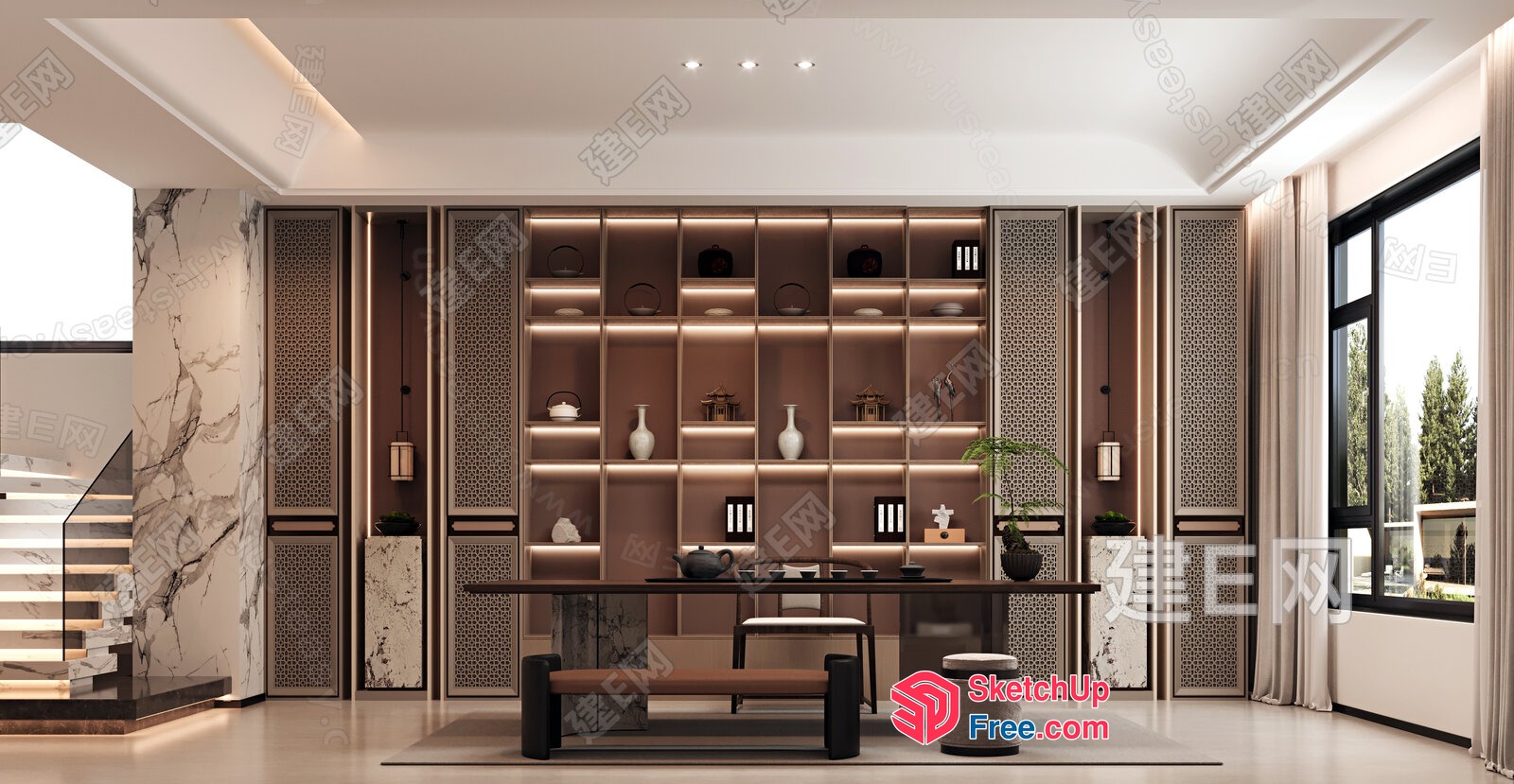 Elegant Modern Interior With Minimalist Style And Japanese Decor 3D SketchUp File
