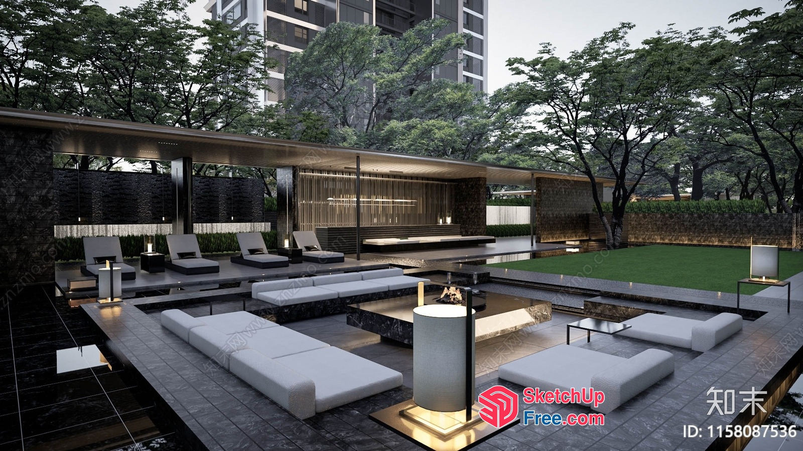 Luxurious Modern Outdoor Living Space 3D SketchUp File
