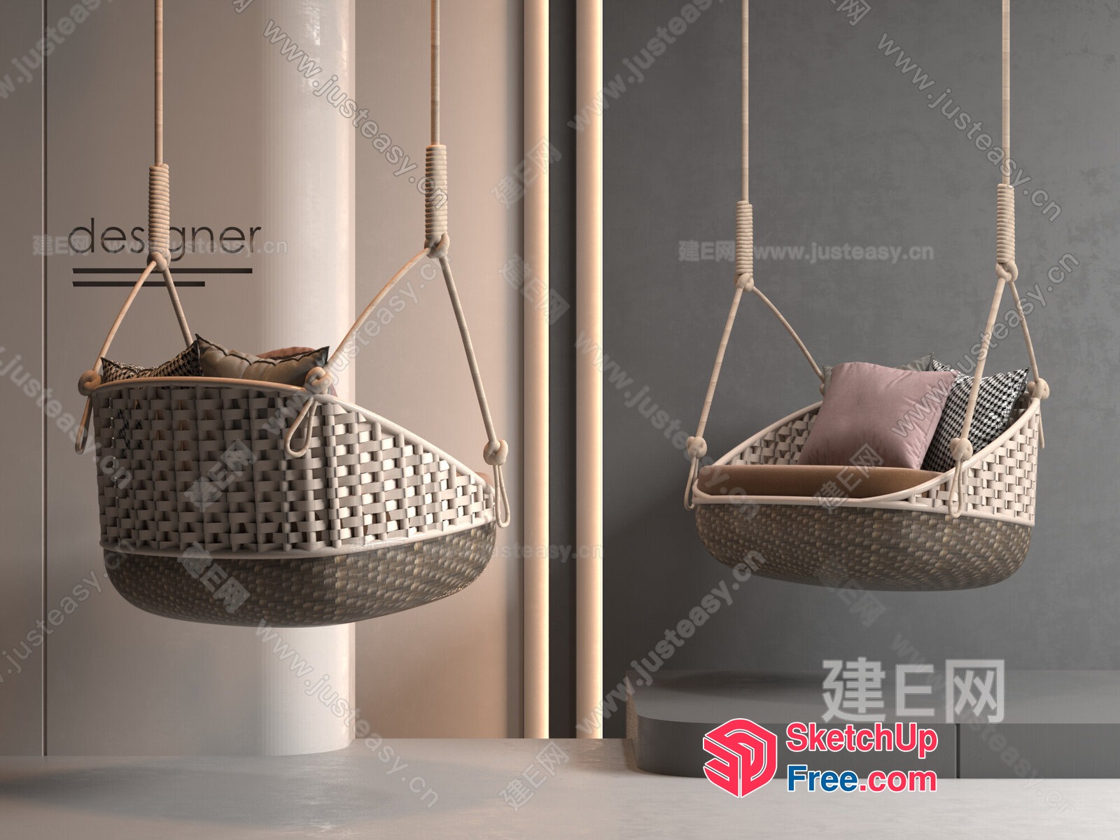 Hanging Wicker Cradle Beds 3D SketchUp File