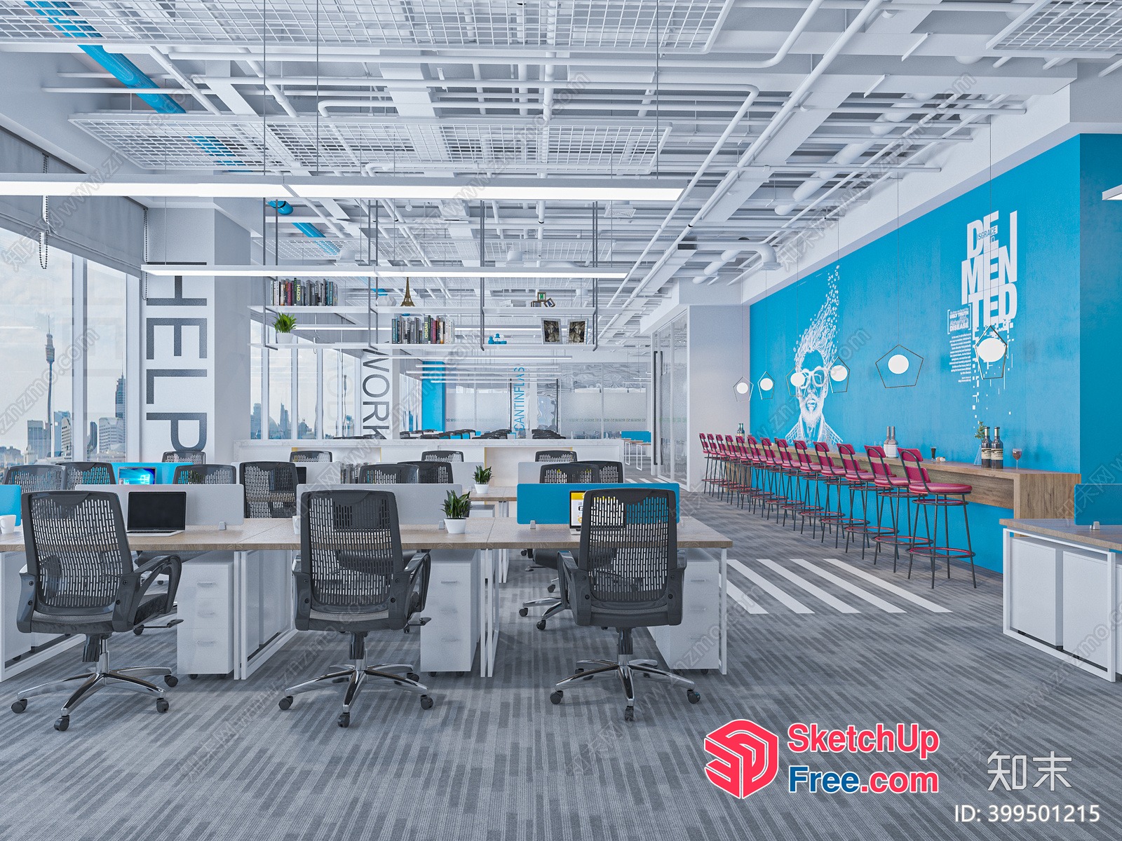Modern Office Space With A Focus On Productivity And Collaboration 3D SketchUp File