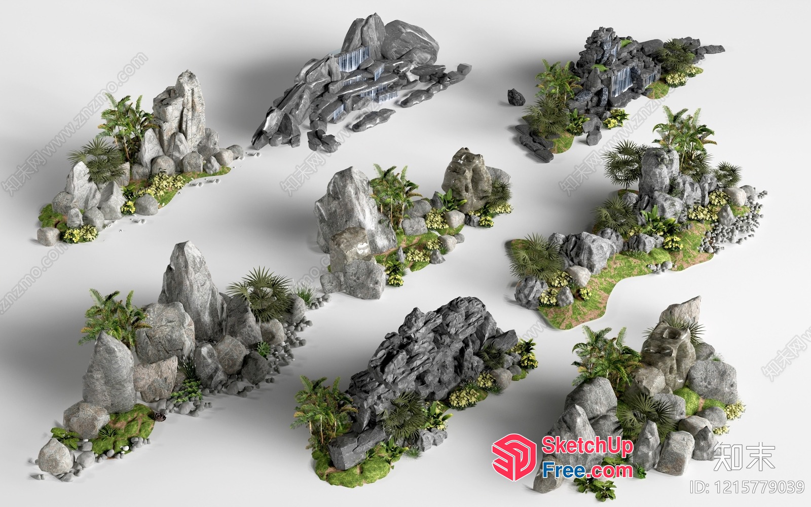 Exotic Rock Formations And Lush Vegetation 3D SketchUp File