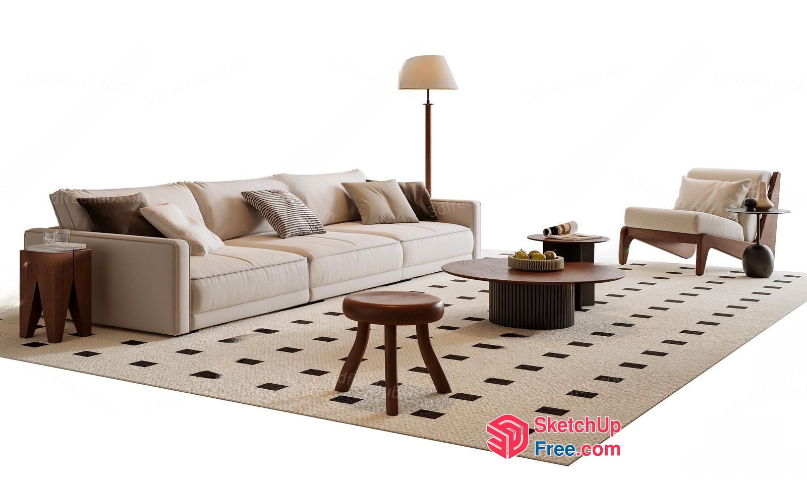 Modern Minimalist Living Room Interior 3D SketchUp File