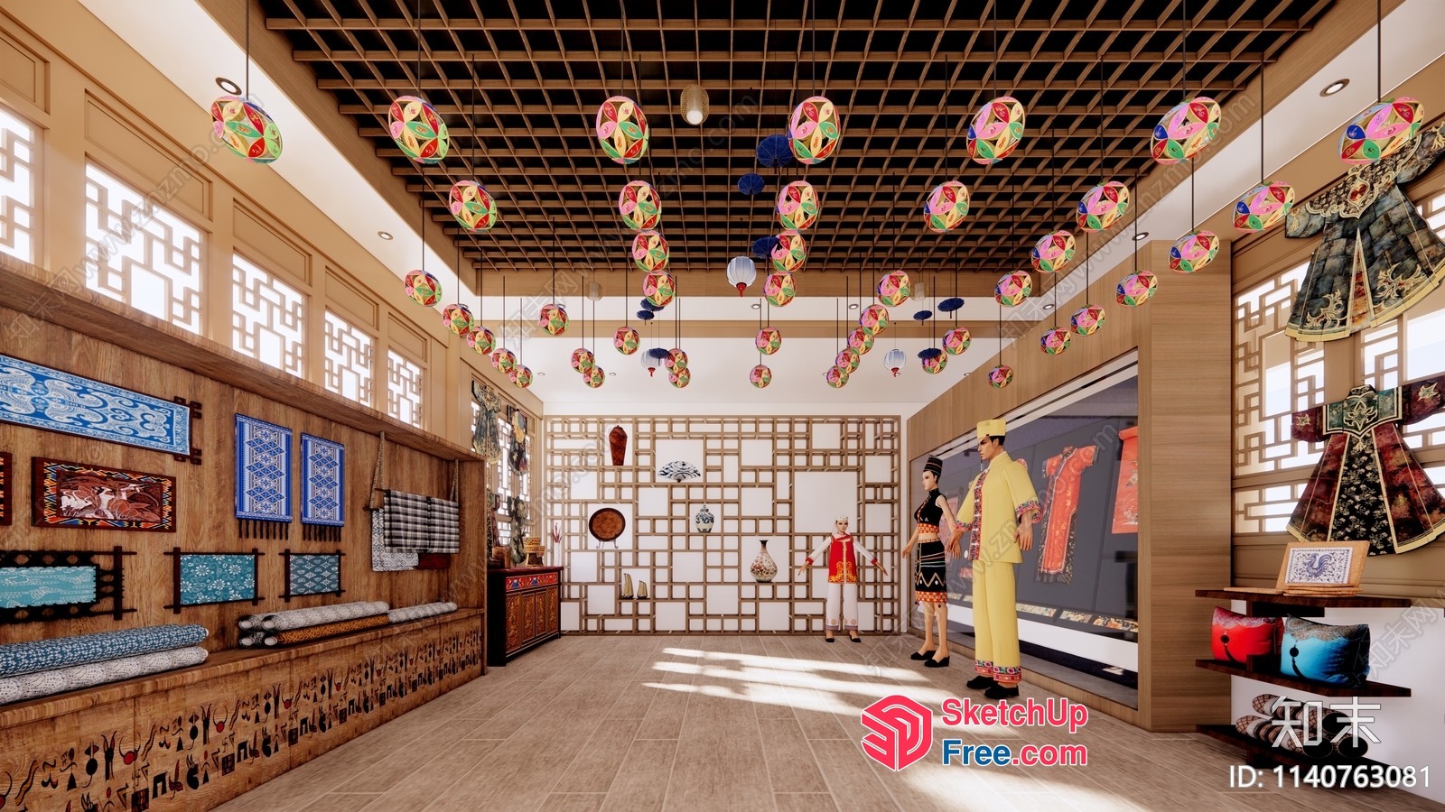 Traditional Asian Decorated Interior 3D SketchUp File