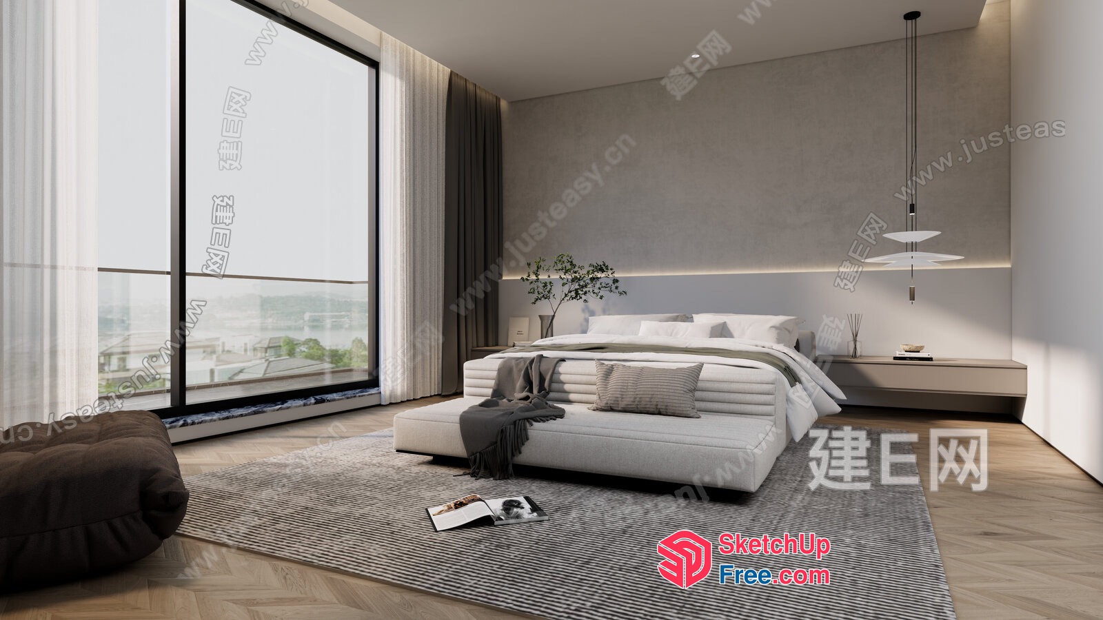 Modern Minimalist Bedroom Interior 3D SketchUp File