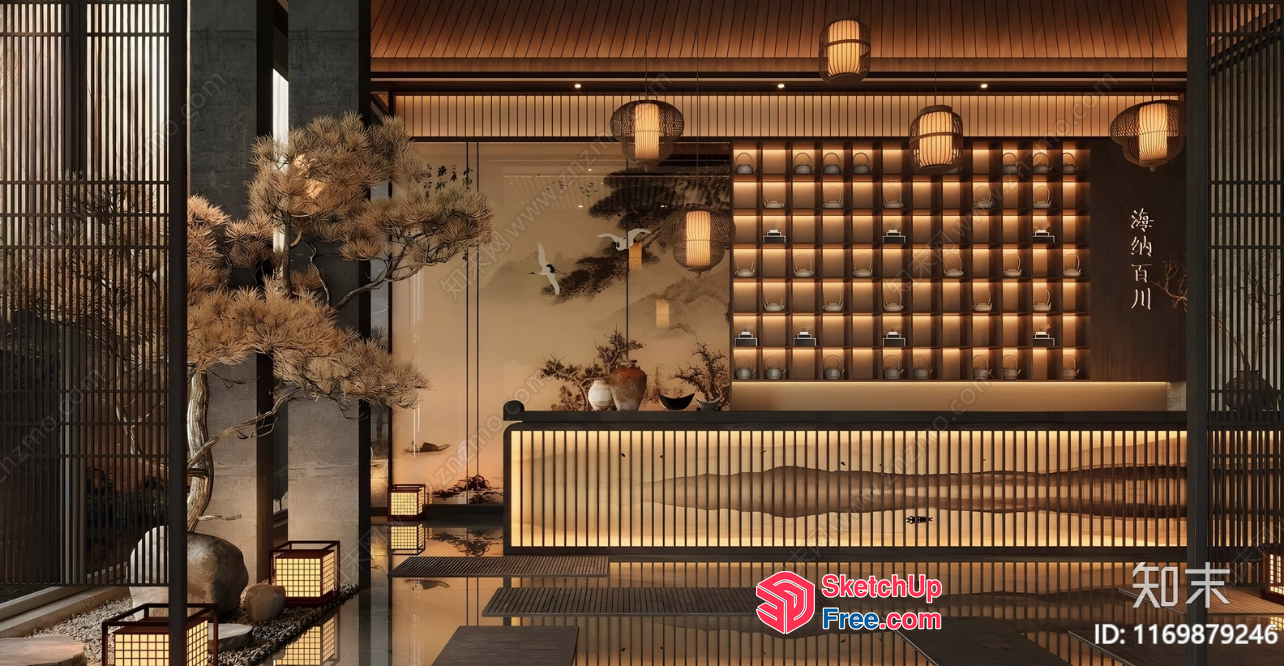 Elegant And Modern Japanese-Style Interior 3D SketchUp File