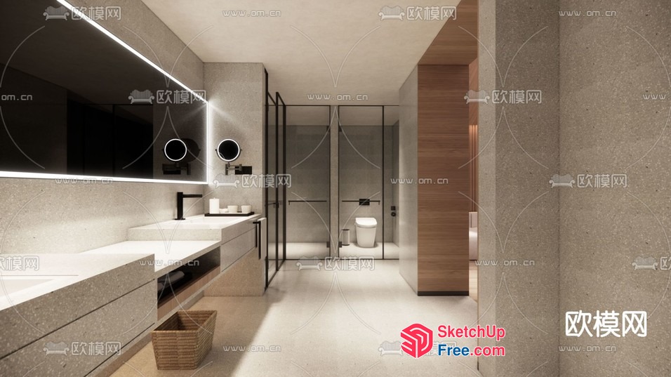 Modern Bathroom Interior With Sleek And Minimalist Design 3D SketchUp File