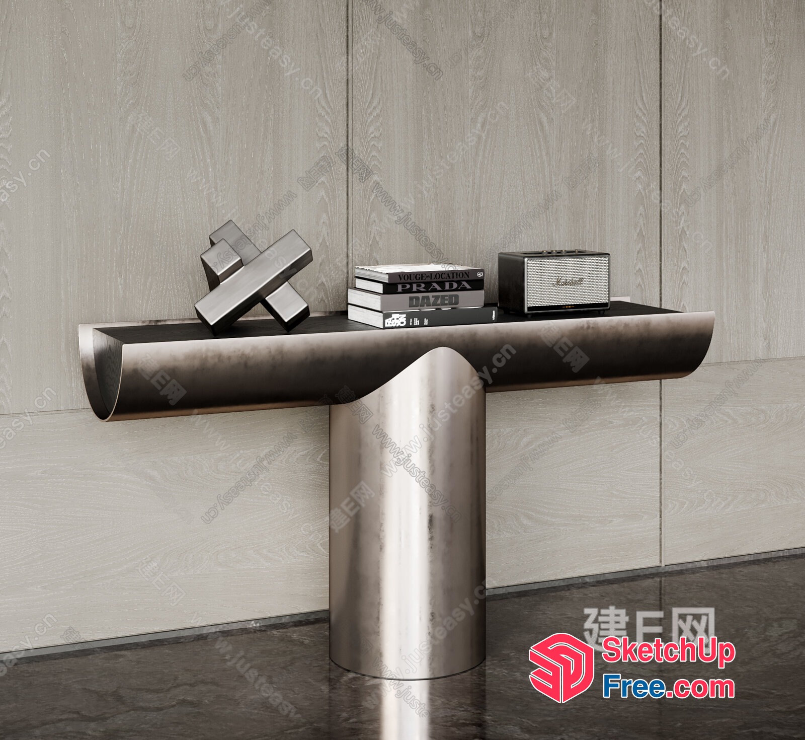 Modern Minimalist Console Table With Sculptural Design 3D SketchUp File