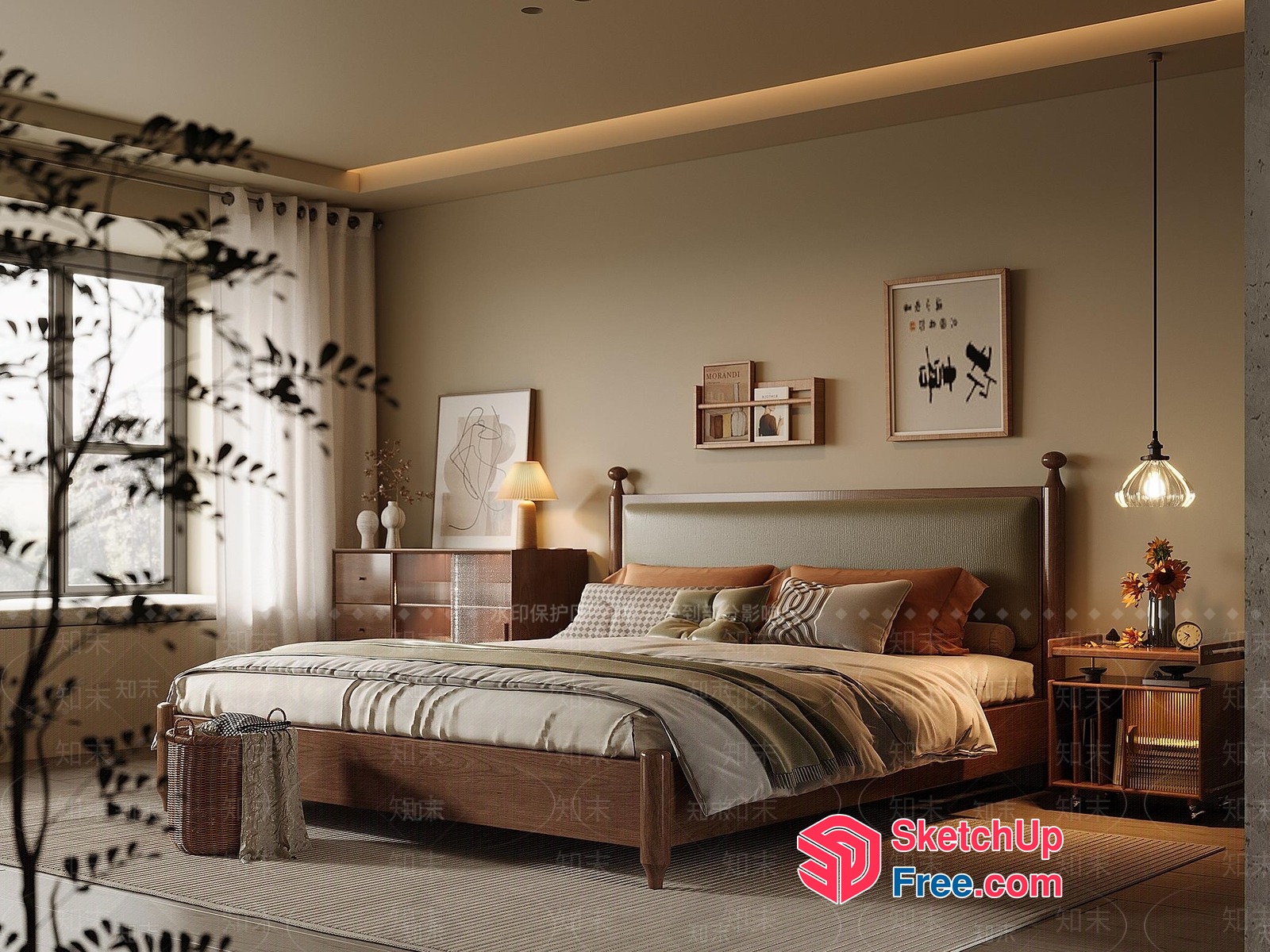 Modern Bedroom Interior With Neutral Color Scheme 3D SketchUp File