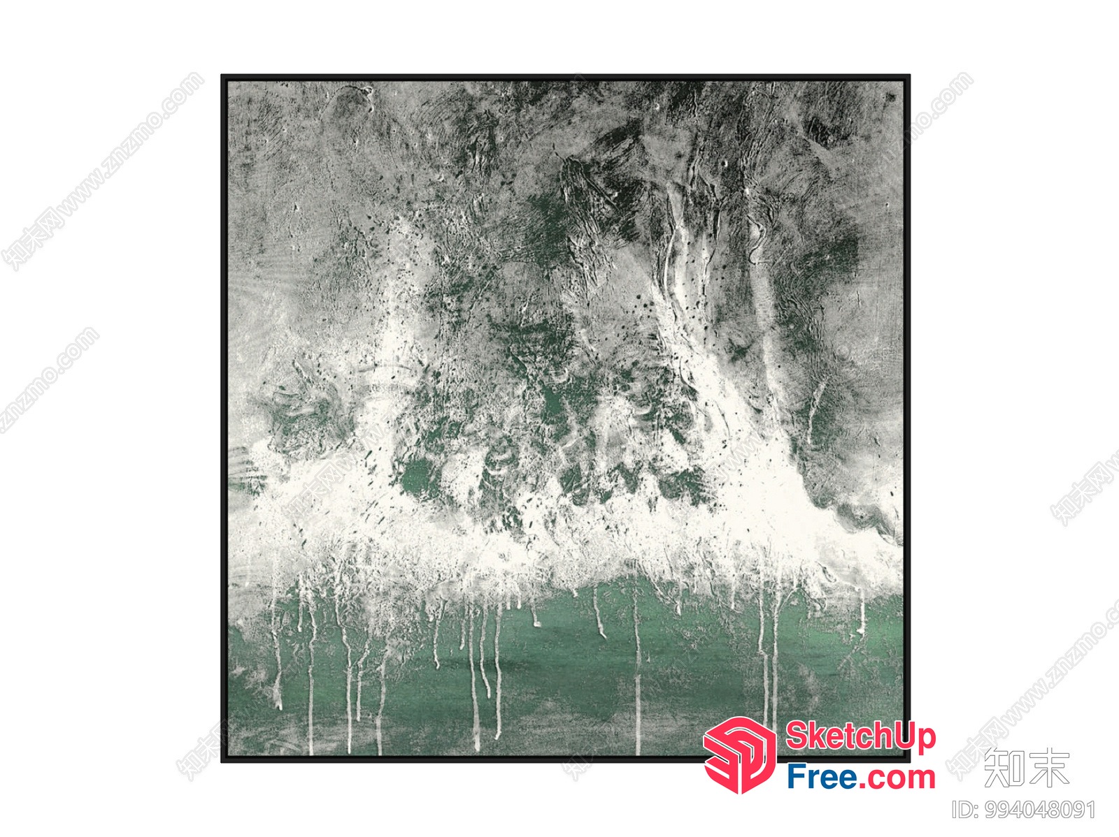 Abstract Textured Green And White Wall Art 3D SketchUp File