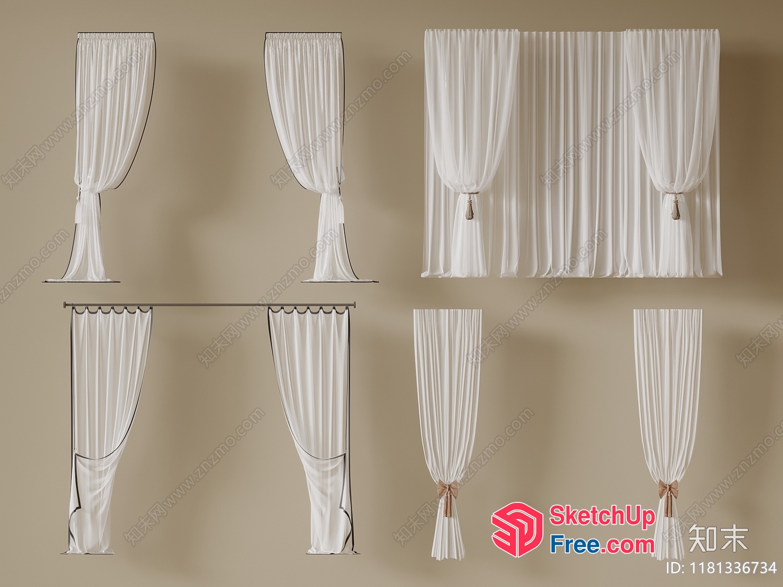 Elegant White Curtains For Classic Interior Design 3D SketchUp File