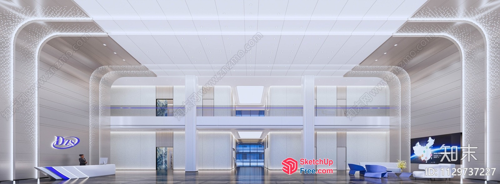 Modern Office Lobby With Sleek Design 3D SketchUp File