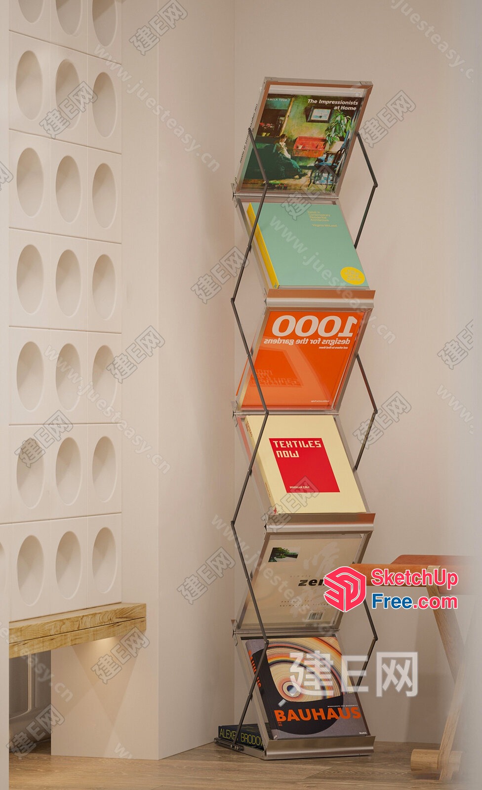Bookcase With A Unique Staircase Design 3D SketchUp File