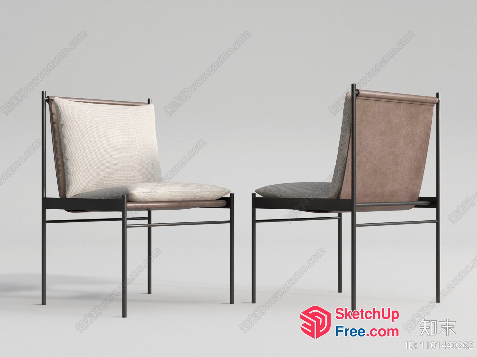 Two Chairs With Cream And Beige Upholstery 3D SketchUp File