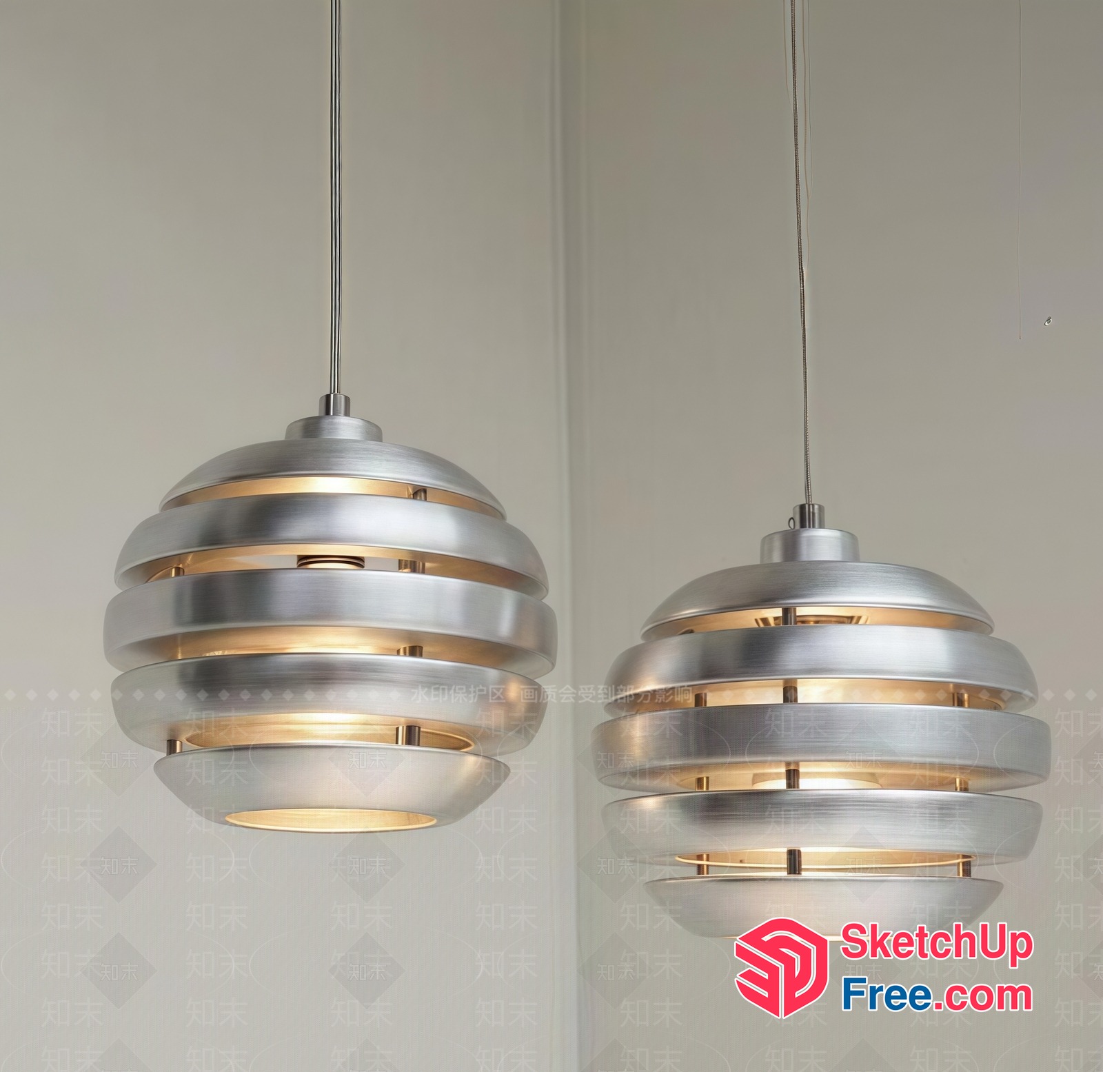 Elegant Silver Hanging Lights 3D SketchUp File
