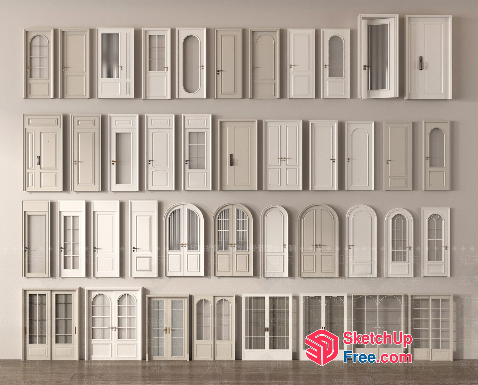 A Collection Of Doors And Windows In Various Styles 3D SketchUp File