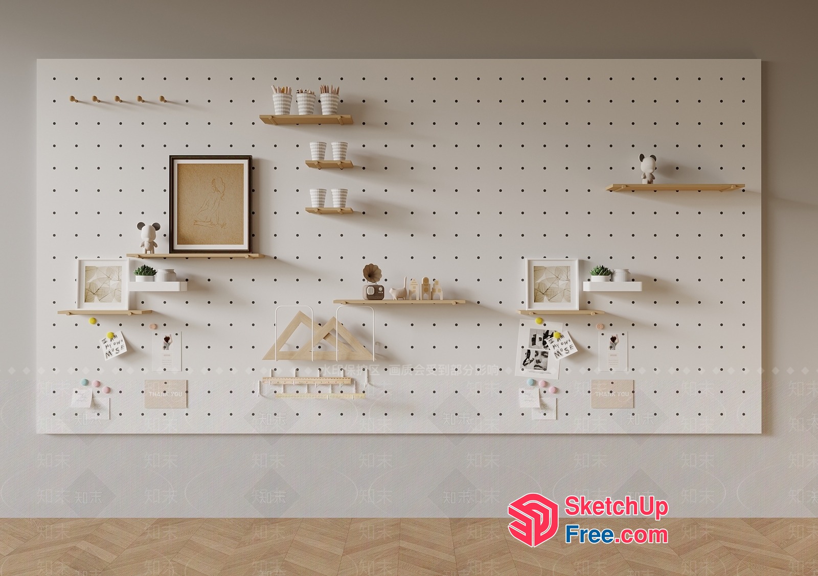 Minimalist Decorative Shelf With Natural Wood Accents 3D SketchUp File
