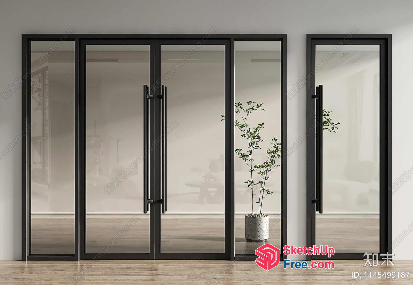 Glass Curtain Wall Partition 3D SketchUp File