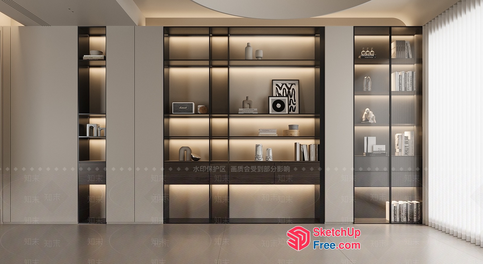 Modern Shelving Unit With Ambient Lighting 3D SketchUp File
