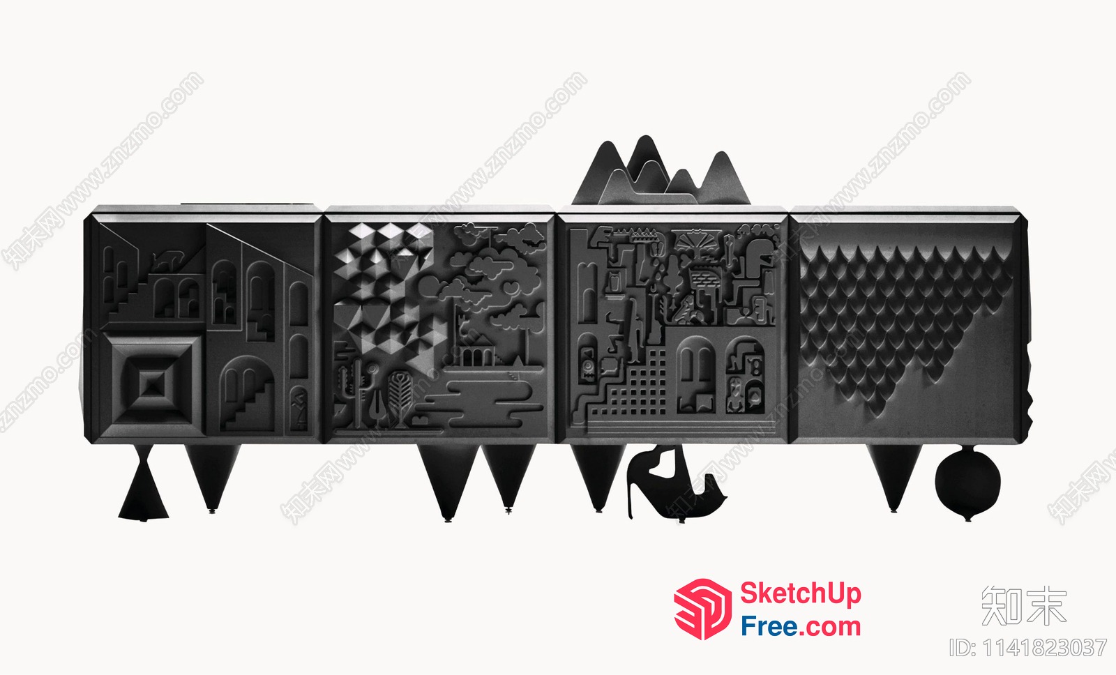 Carved Stairway And Decorative Wall Paneling 3D SketchUp File