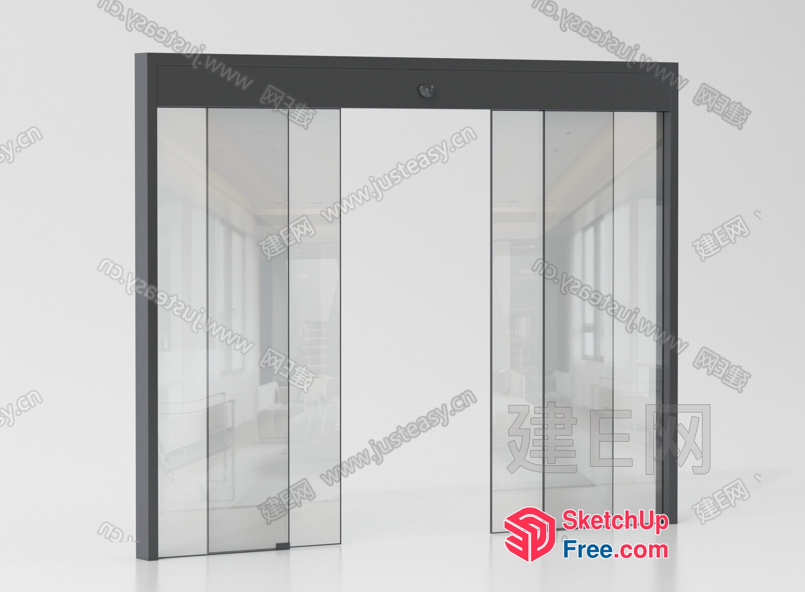 Glass Curtain Wall Elevator 3D SketchUp File