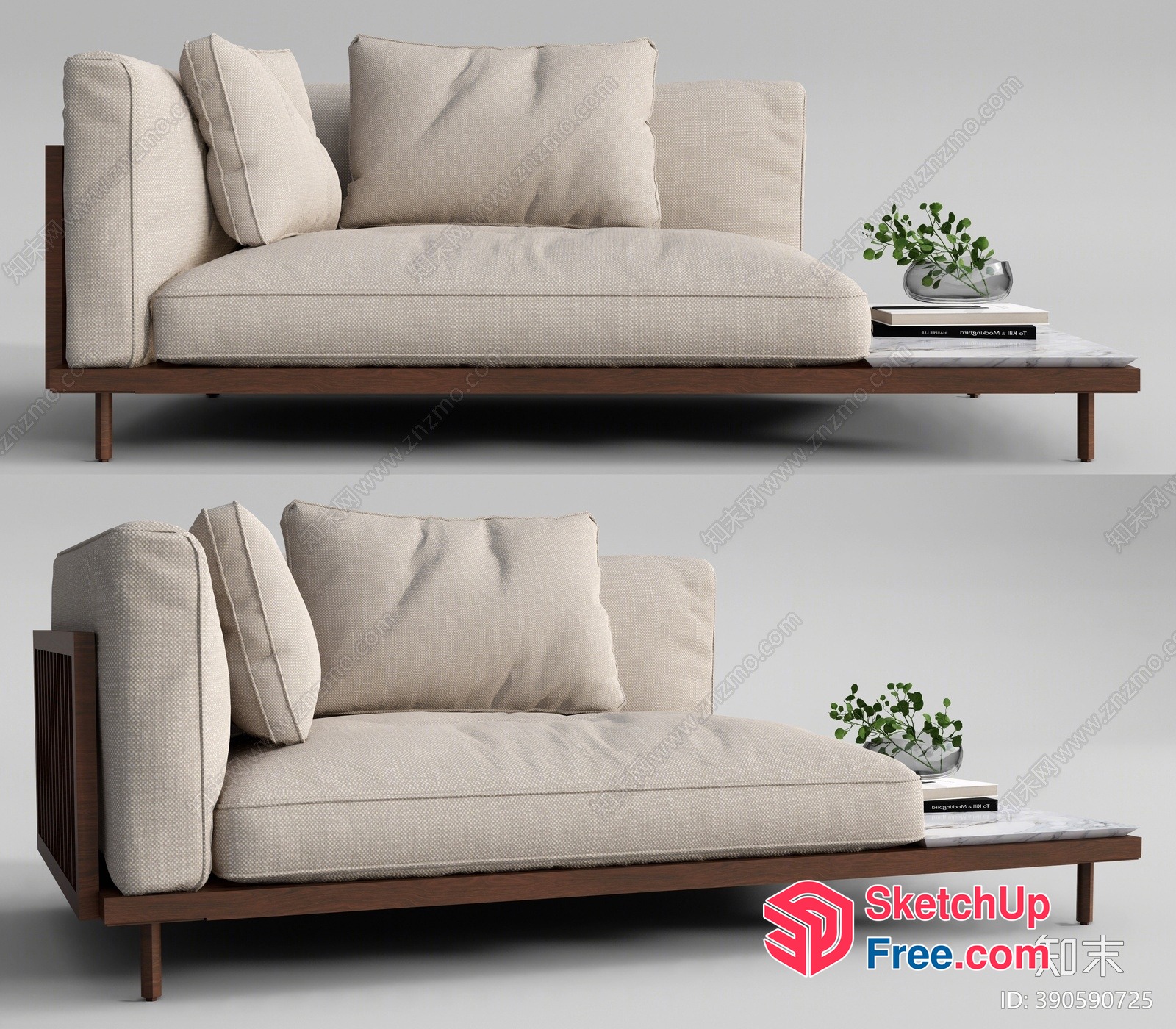 Minimalist Style Sofa With Creamy Pillows 3D SketchUp File