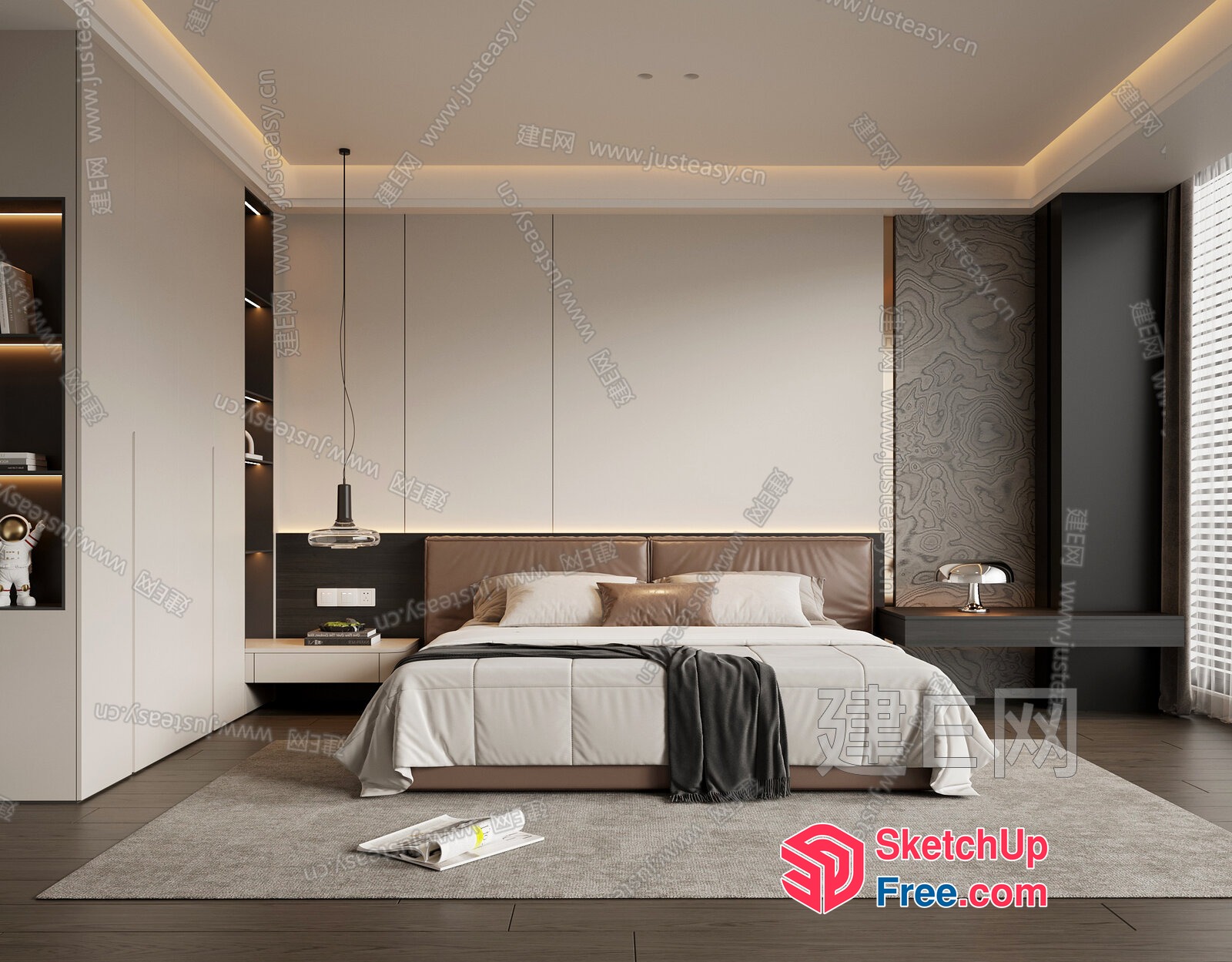 Modern Bedroom With Minimalist Furniture And Neutral Color Scheme 3D SketchUp File