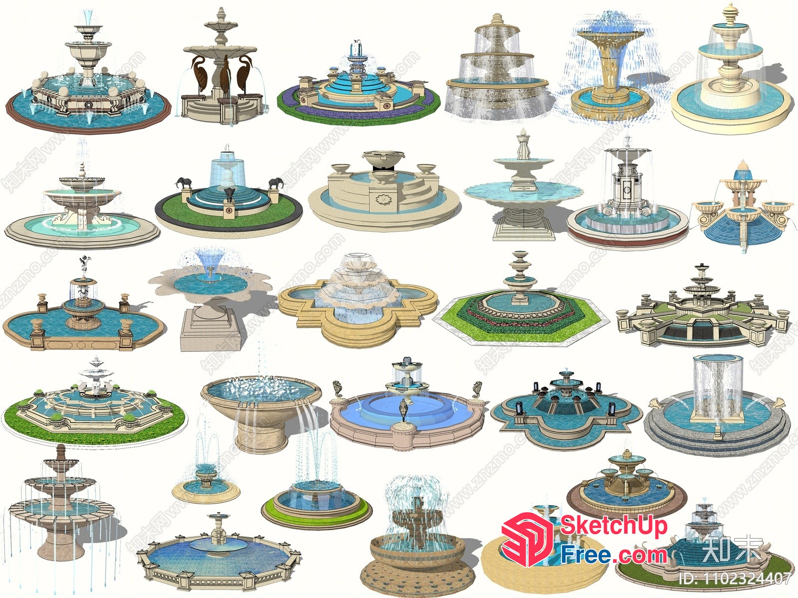 Exquisite Fountains In Various Styles And Designs 3D SketchUp File