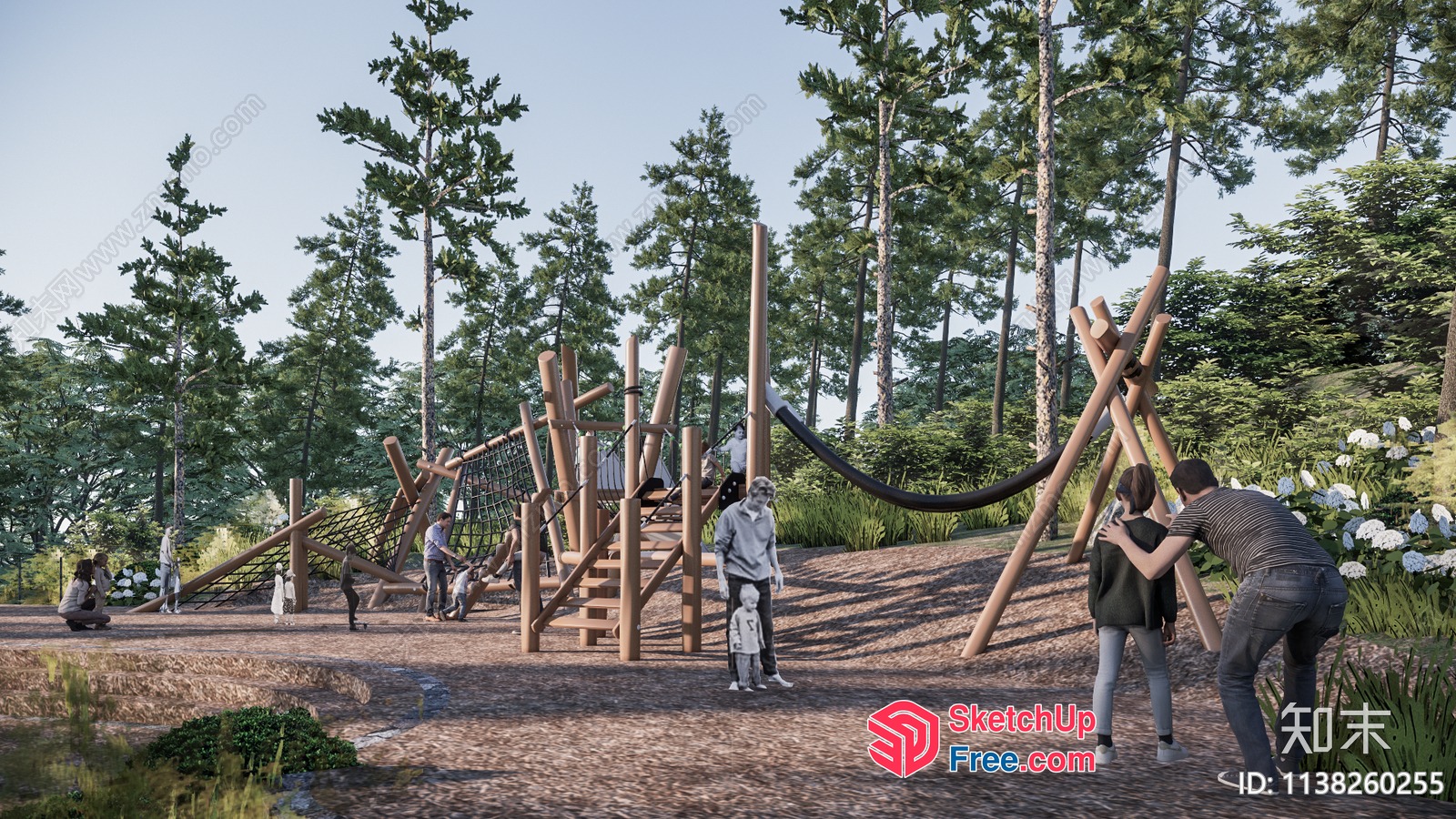 Children'S Playground With Unique Climbing Structures And Rope Netting 3D SketchUp File
