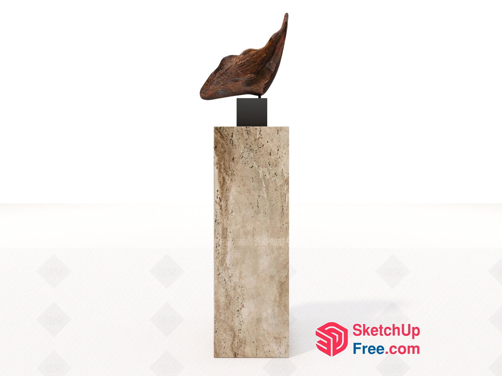 Modern Sculpture On Stone Pedestal 3D SketchUp File