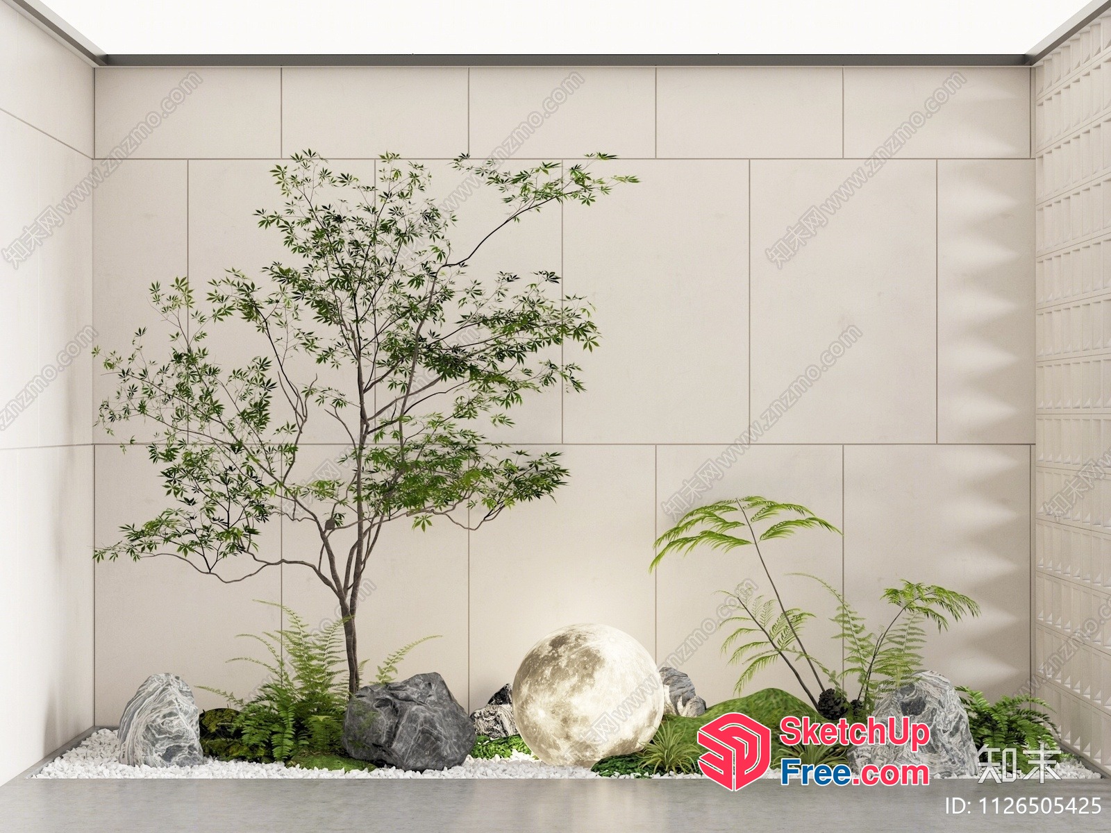 Serene Japanese-Inspired Garden Scene 3D SketchUp File