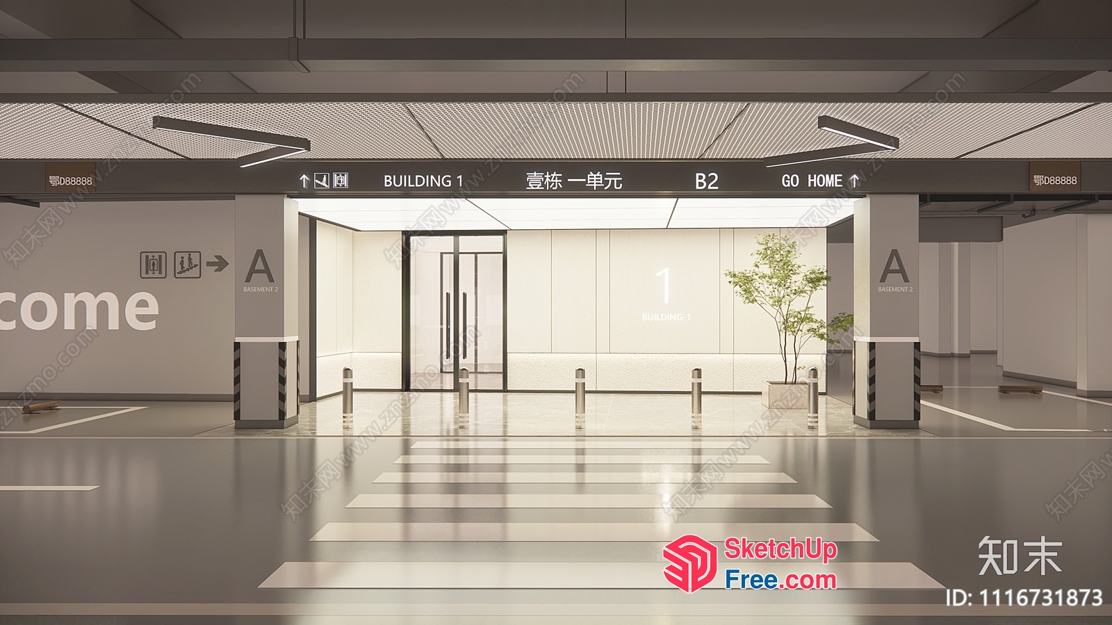 Modern Commercial Building Interior 3D SketchUp File