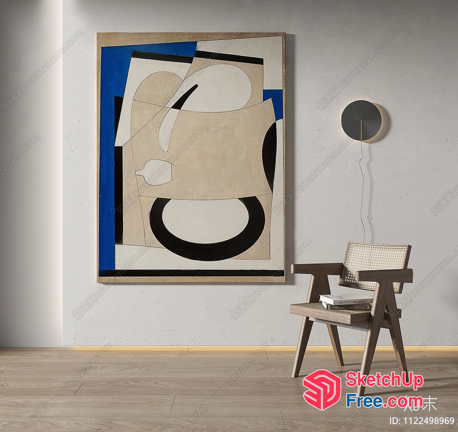 Modern Art Piece In Contemporary Interior 3D SketchUp File