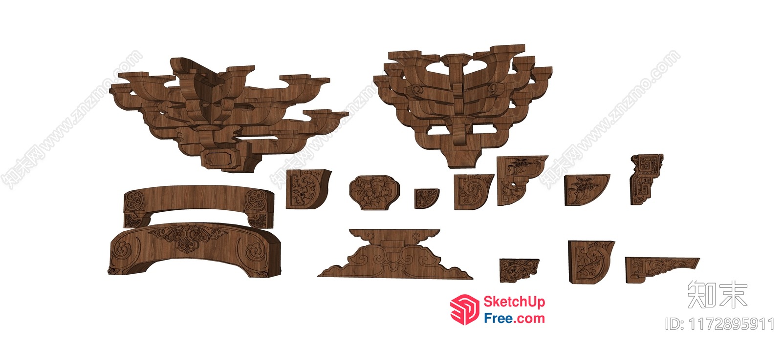 Intricate Wood Carved Ornate Decorative Elements 3D SketchUp File