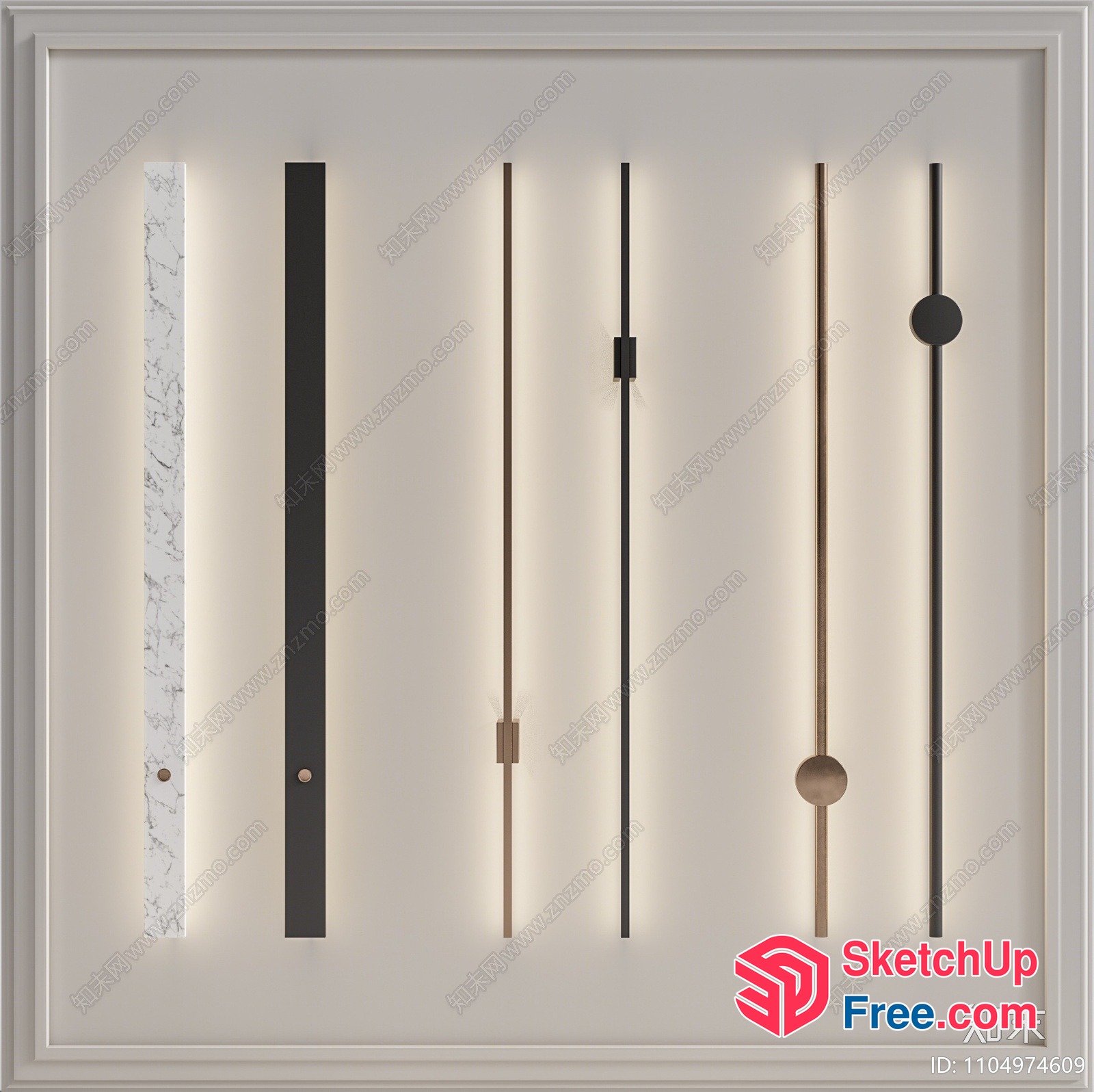 Modern Minimalist Door Hardware Set 3D SketchUp File