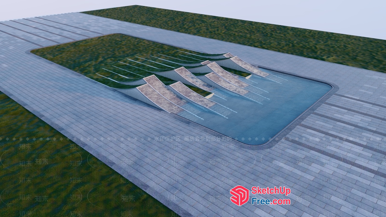 Modern Outdoor Skatepark Design With Unique Ramp Features 3D SketchUp File