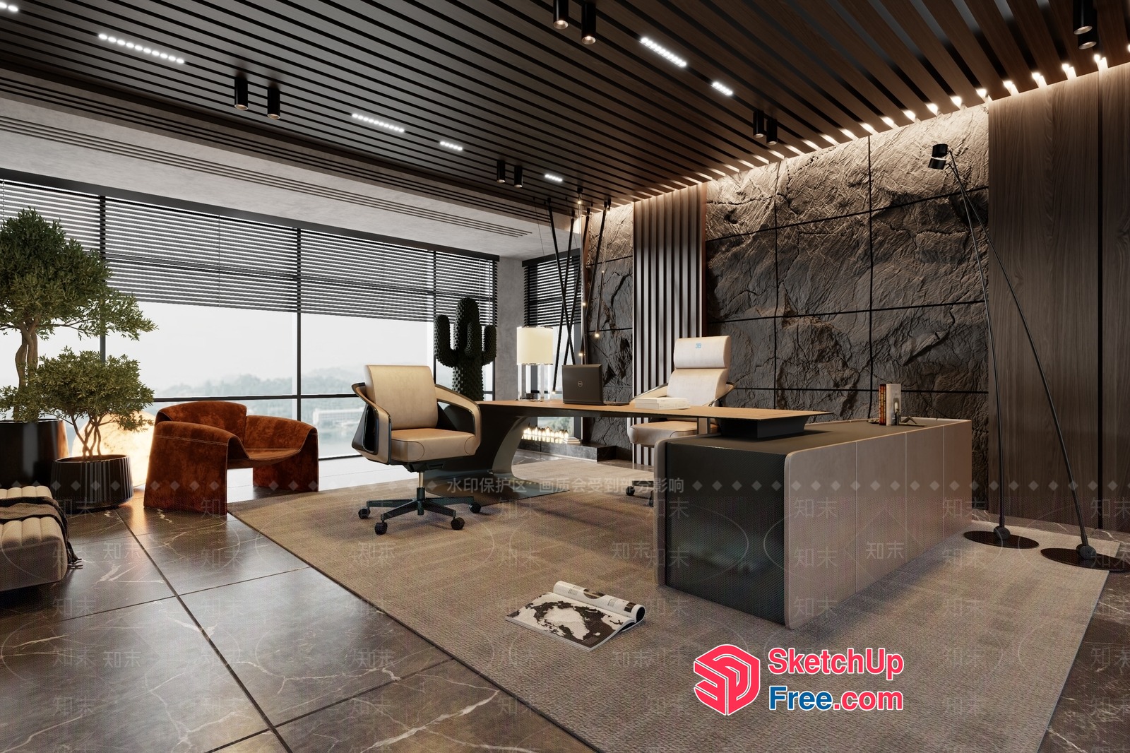 Modern Office Space With Natural Light And Minimalist Decor 3D SketchUp File