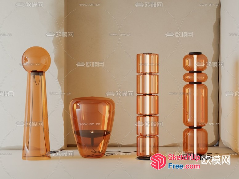 Modern Glass Lamps In Amber Hues 3D SketchUp File