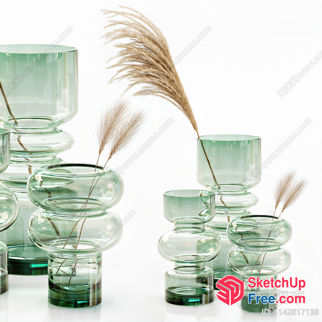 Elegant Glass Vases With Decorative Elements 3D SketchUp File