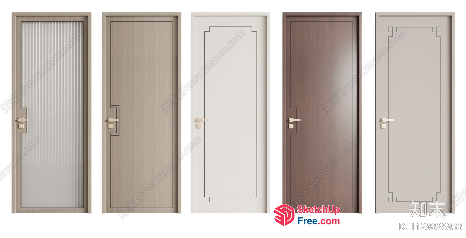 Five Doors In Various Styles 3D SketchUp File